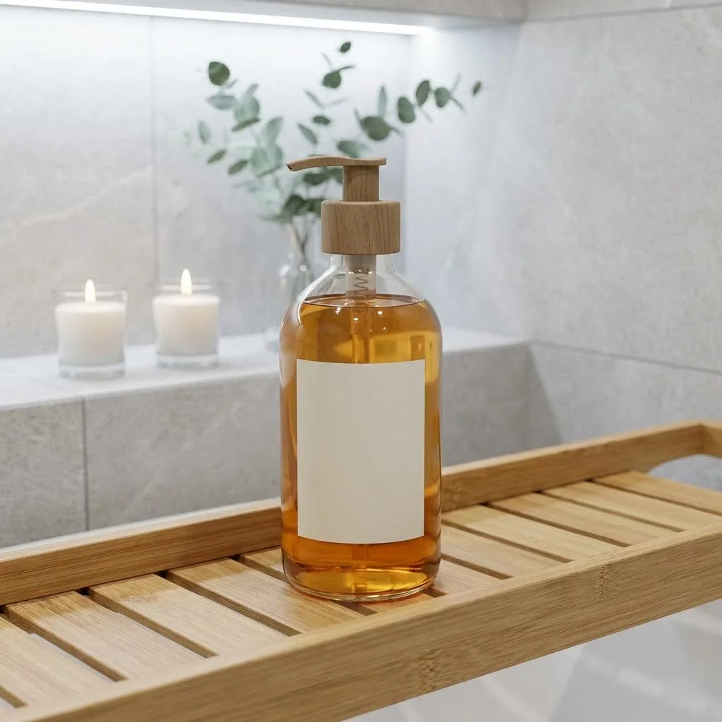 Malin+Goetz hand soap in a modern bathroom setting